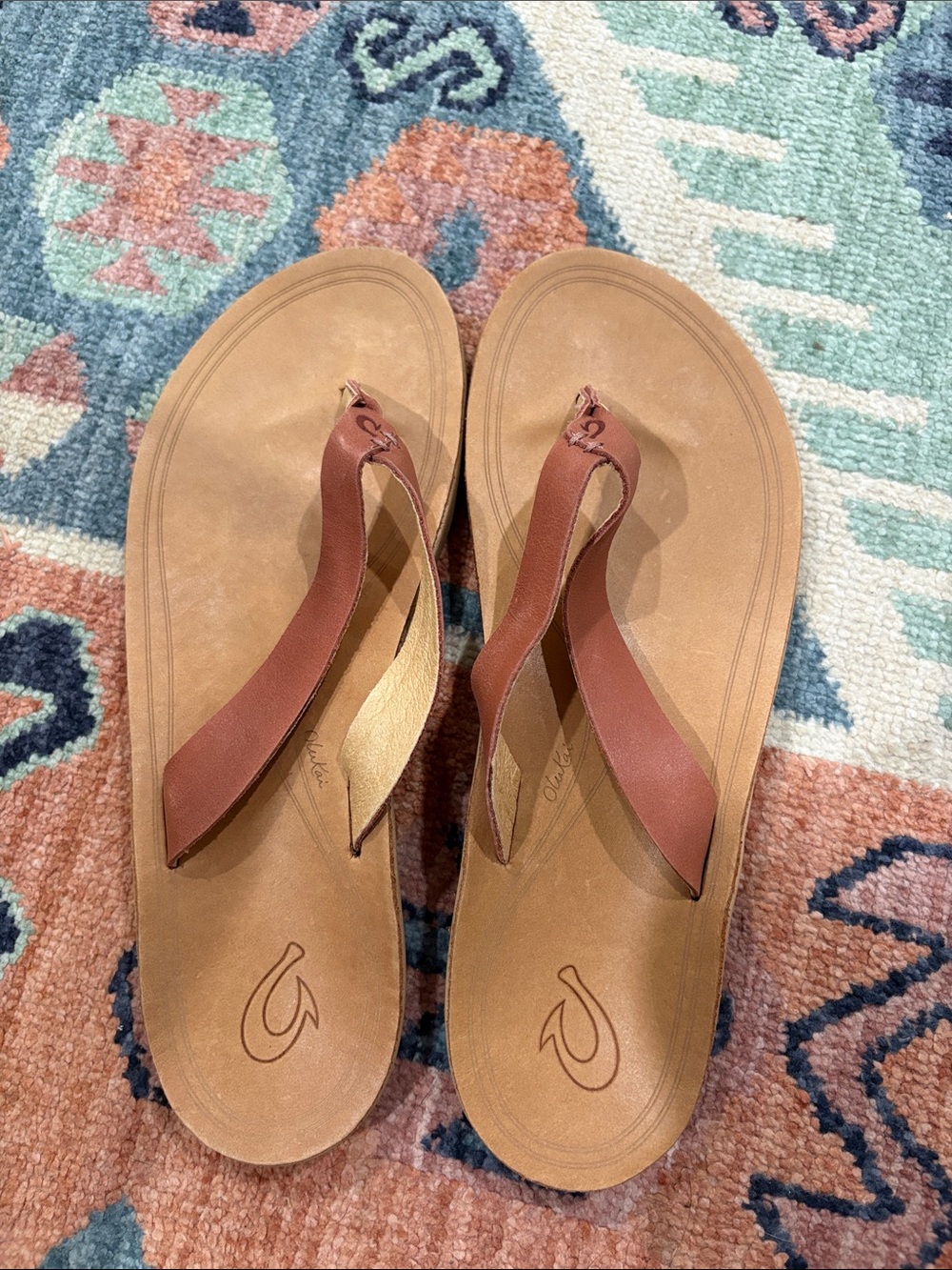 Olukai Leather Brown Women's Flip Flop Sandals